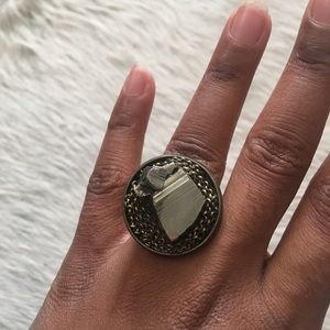 Pyrite and Chains Cocktail Ring by Seapony Couture